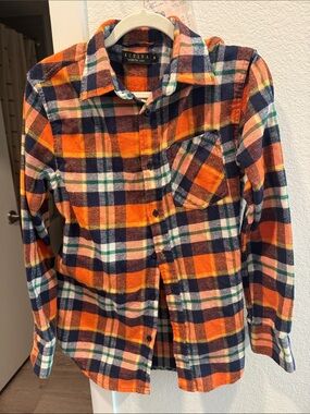 🧡🪵 Vintage Style Activa Plaid Flannel Button Up Shirt Size Medium
